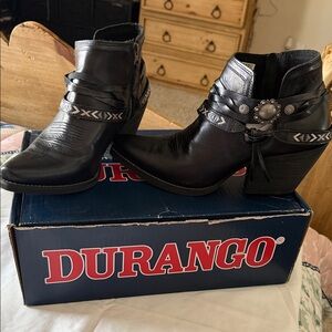 Durango Black Western Ankle Booties